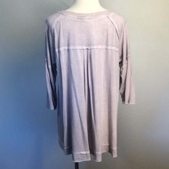 Pol Rose Colored 3/4 Sleeve Raw Seams Boho Tunic, Oversized Size S - Picture 5 of 9